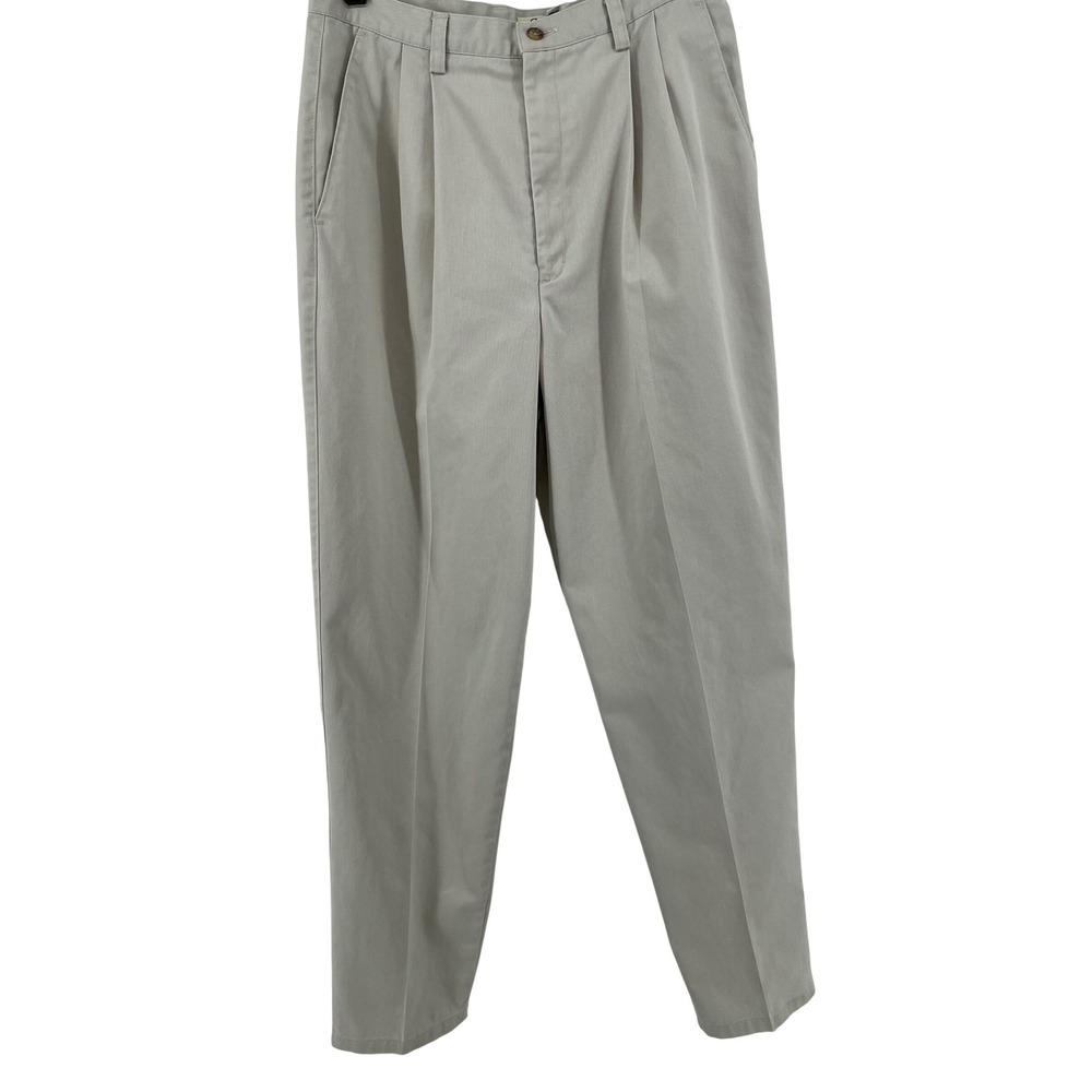 Eddie Bauer Vintage Pleated Trousers Cotton Light Beige Khaki Size 12